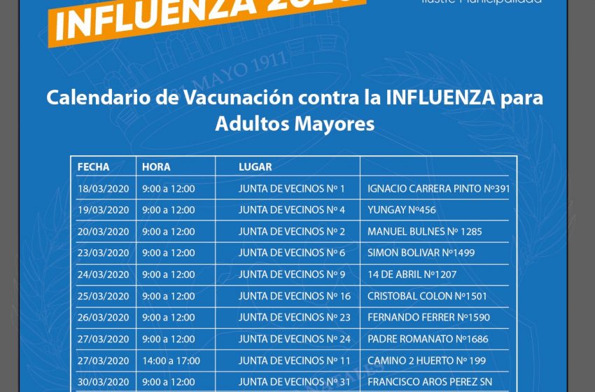  Vacunación Influenza 2020 para adultos mayores en Puerto Natales