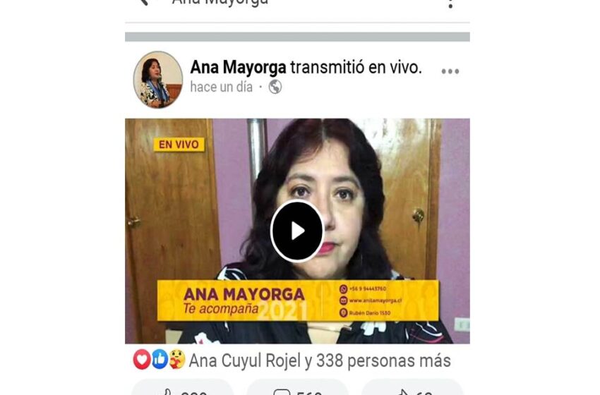  Contradictorias declaraciones emitió en su programa de Facebook Live la candidata a la alcaldía de Natales Ana Mayorga