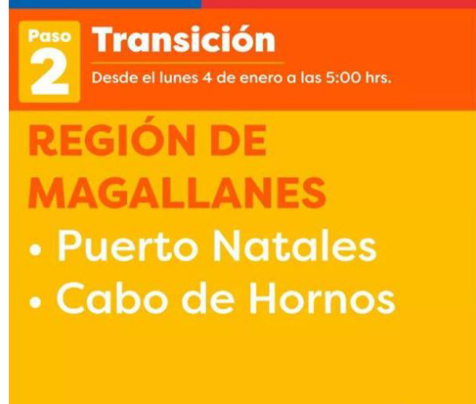 Puerto Natales pasa este lunes 4 de enero a fase 2 de transición
