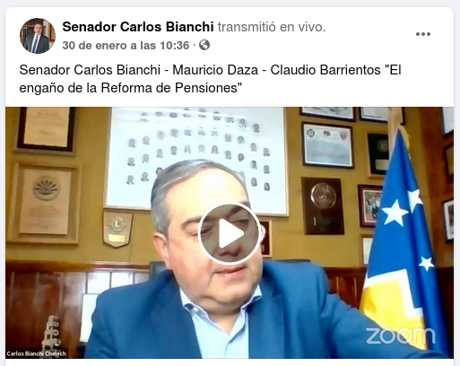  Senador Carlos Bianchi – Mauricio Daza – Claudio Barrientos “El engaño de la Reforma de Pensiones”