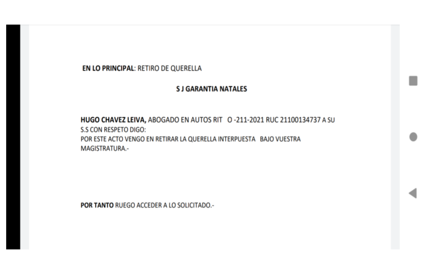  Retiran querella en contra de Antonieta Oyarzo Alvarado