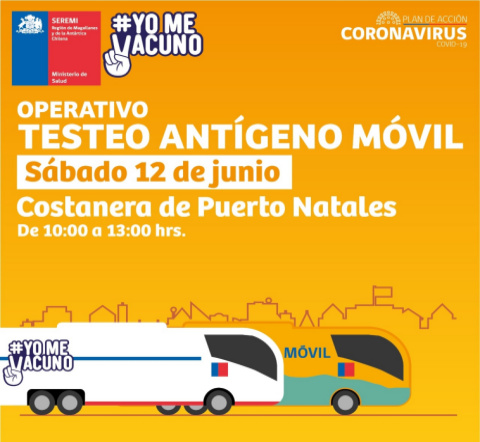  Este sábado efectuarán operativo  “Antígeno móvil”  en Natales