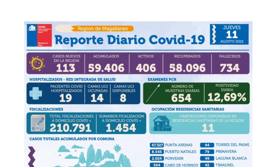  Informe situación Covid-19 en Magallanes, jueves 11 de agosto