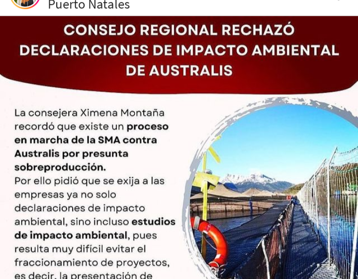  Consejo Regional rechazó las declaraciones de impacto ambiental de empresa Australis Mar