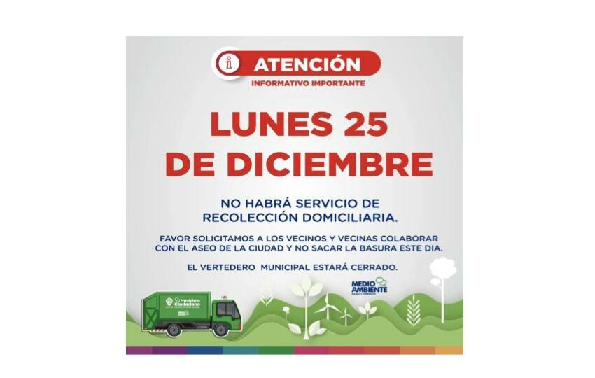  Este 25 de diciembre no habrá retiro de residuos domiciliarios en Natales